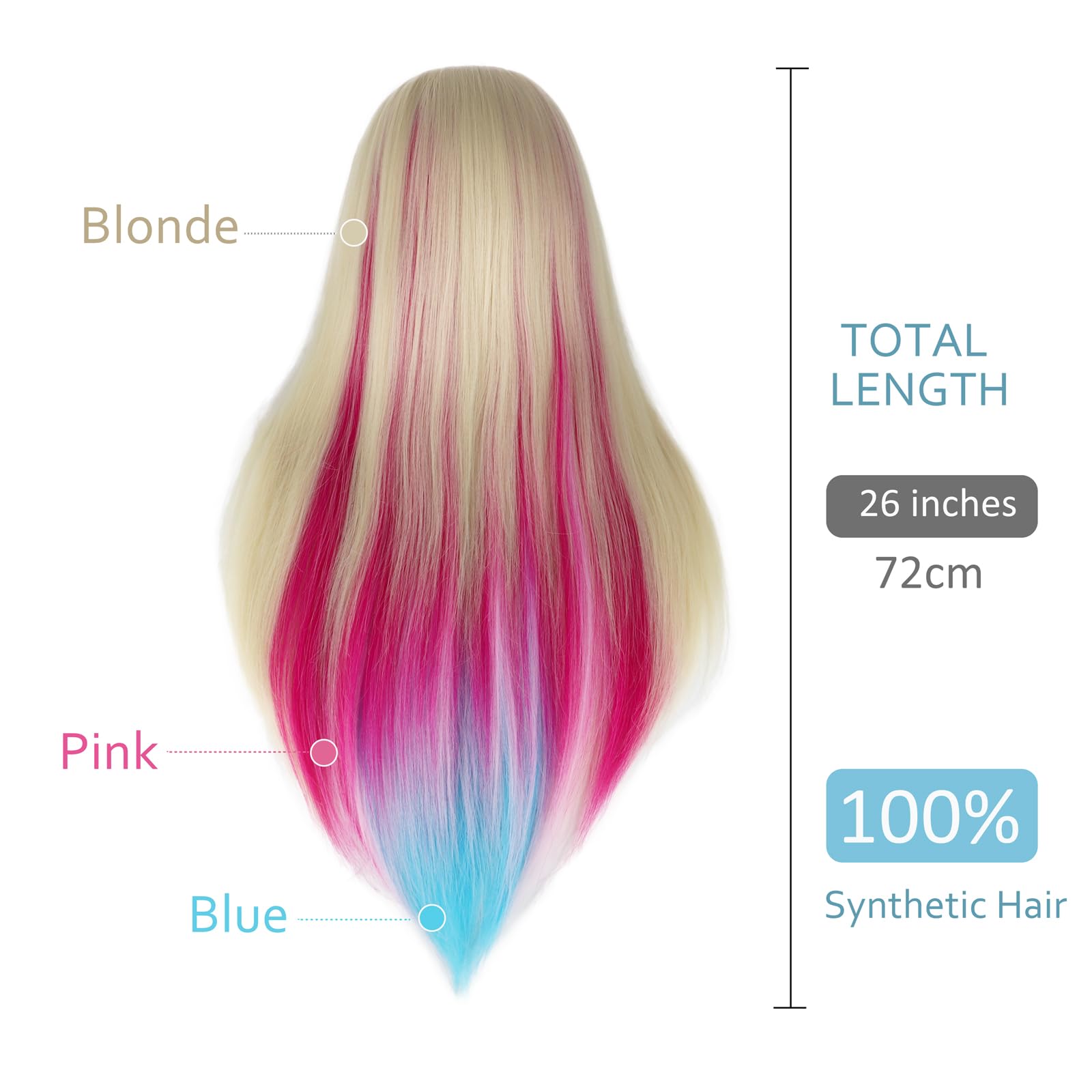 DaizySight Hair Mannequin Head for Hairdressing Training Styling Doll Head with Synthetic Hair - Image 2