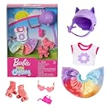 Rollerskating Set With Skates, helmet, sunglasses, shirt, skirt, drink box For 3+ years | for Chelsea Mattel FXN69