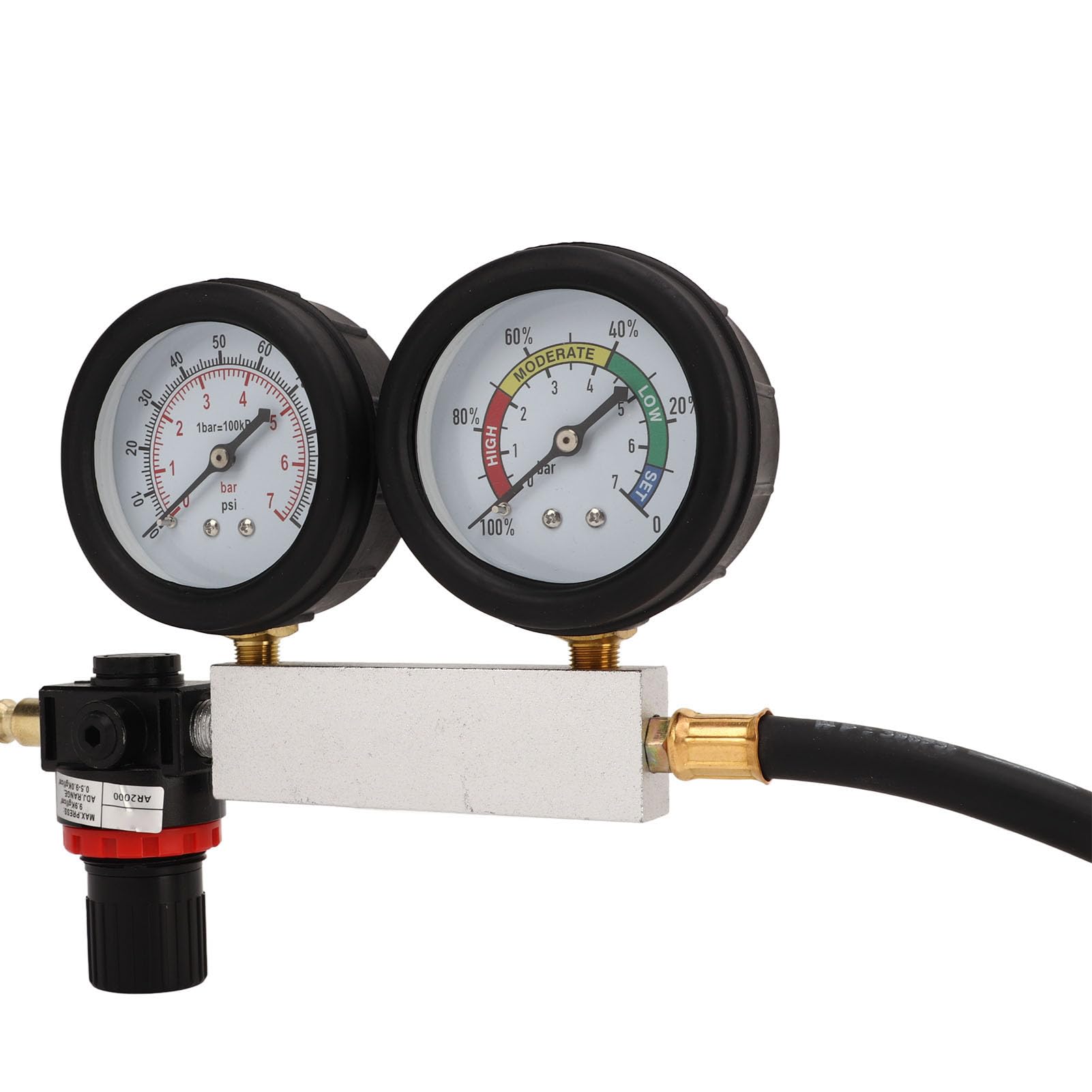 Kit de Probador de Fugas de Cilindro, Juego de Medidores de Compresión del Motor para Motor de Gasolina con Bujías de 14 Mm, 12 Mm y 10 Mm, Detecta Fugas en Motores de 4 Tiempos