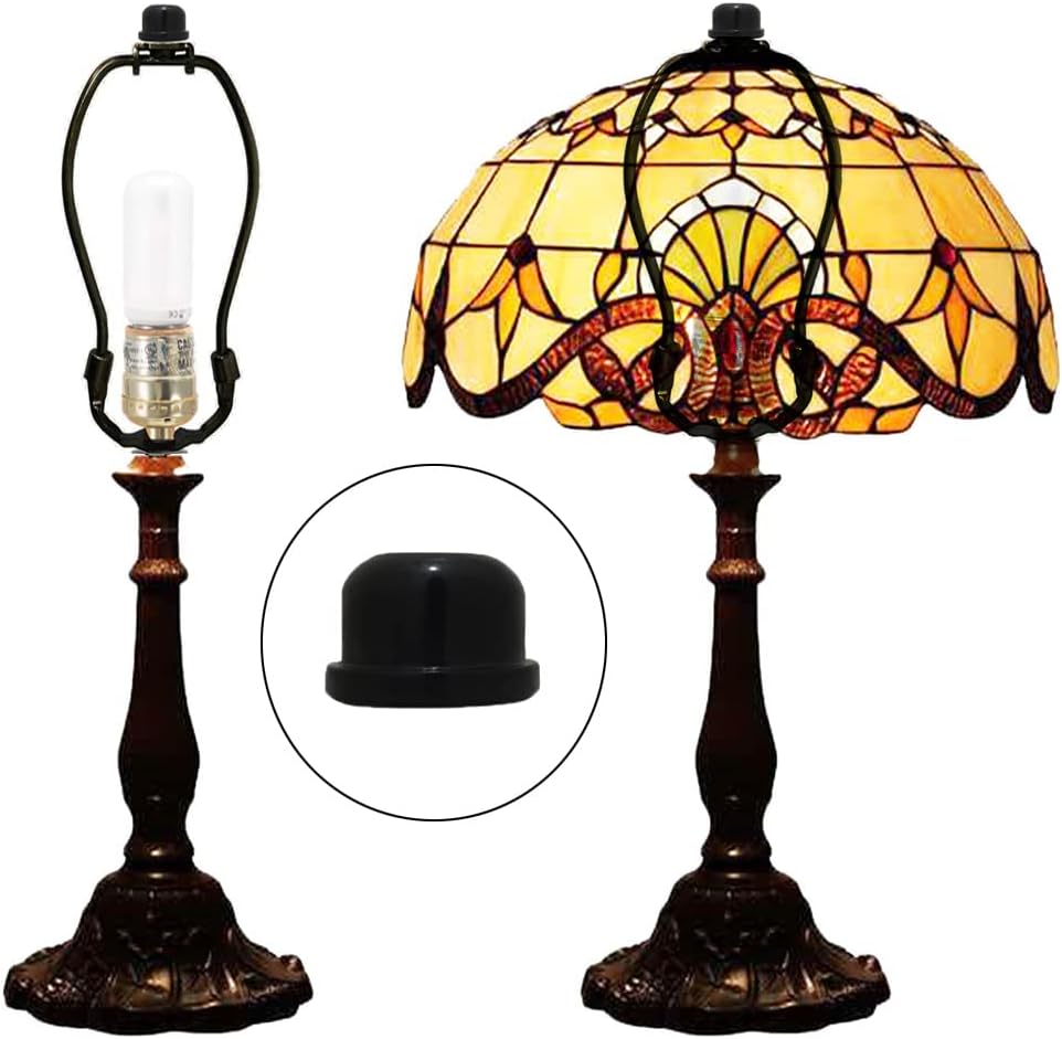 8Pcs Lamp Finials for Lamp Shade Harps - 1/2 Inch Decorative Finials with 1/4-27 Threaded Adapter (Black）