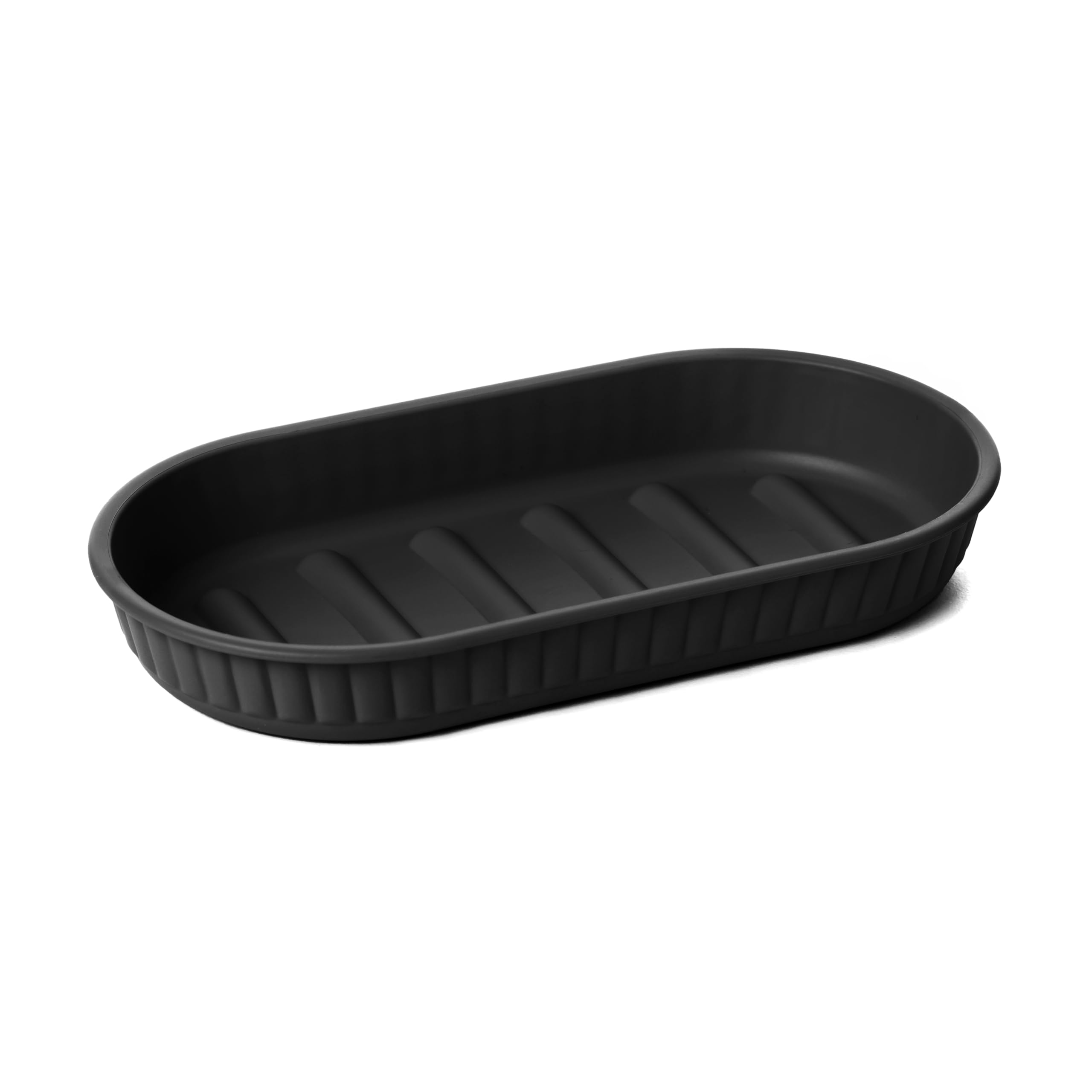 TATAY Soap Dish Bathroom Black | Durable Recycled Plastic | Responsibly Made in Spain | Minimalist Design | Easy to Clean | 15 x 8.2 x 2.1 cm – Baobab Collection