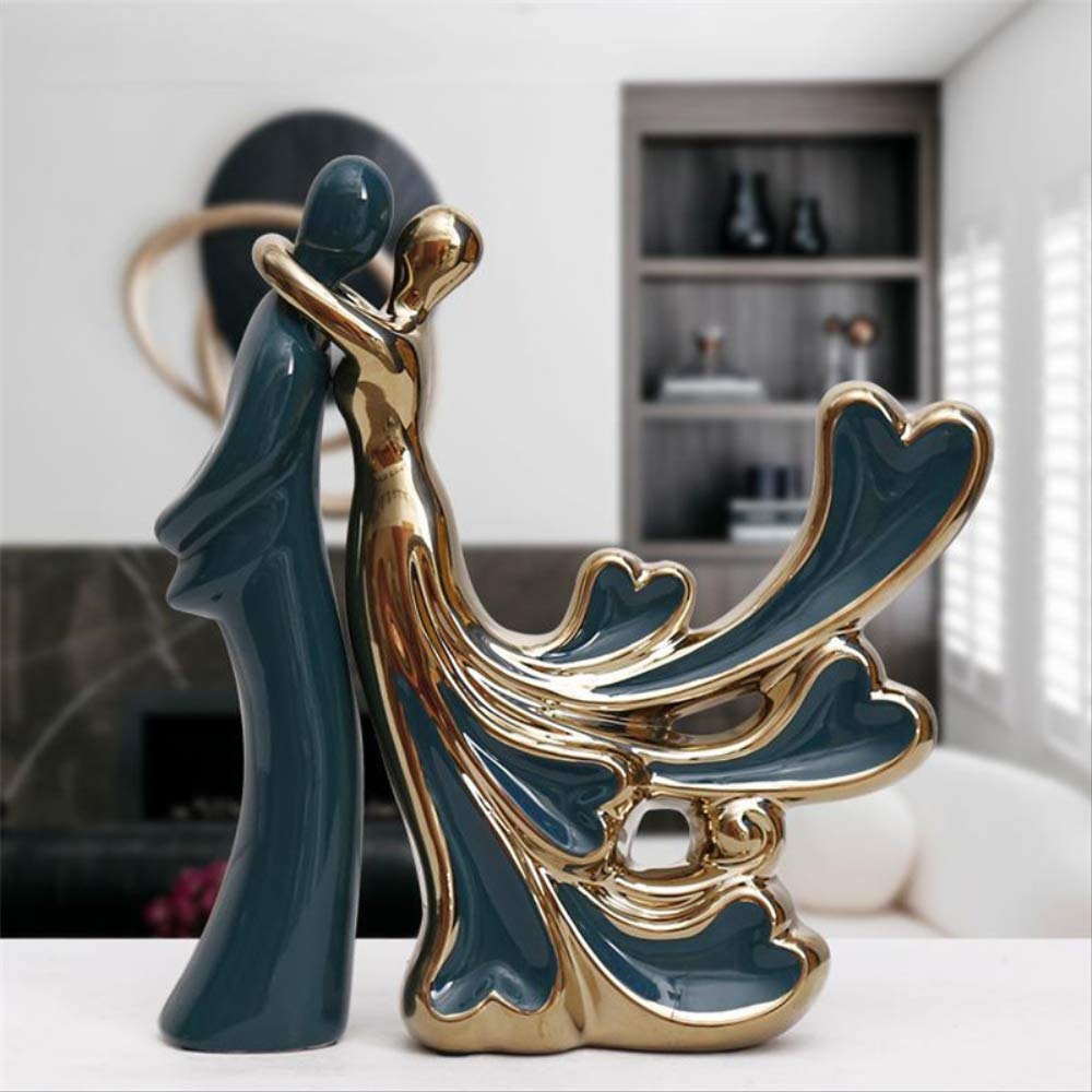 Koliyn Statue Skulptur Figur Wohnkultur Akzente, Keramik Paar Skulptur Liebe Kuss Paar Statue Schlafzimmer Weinschrank High-End Hochzeitsgeschenke Neuheit Geschenk