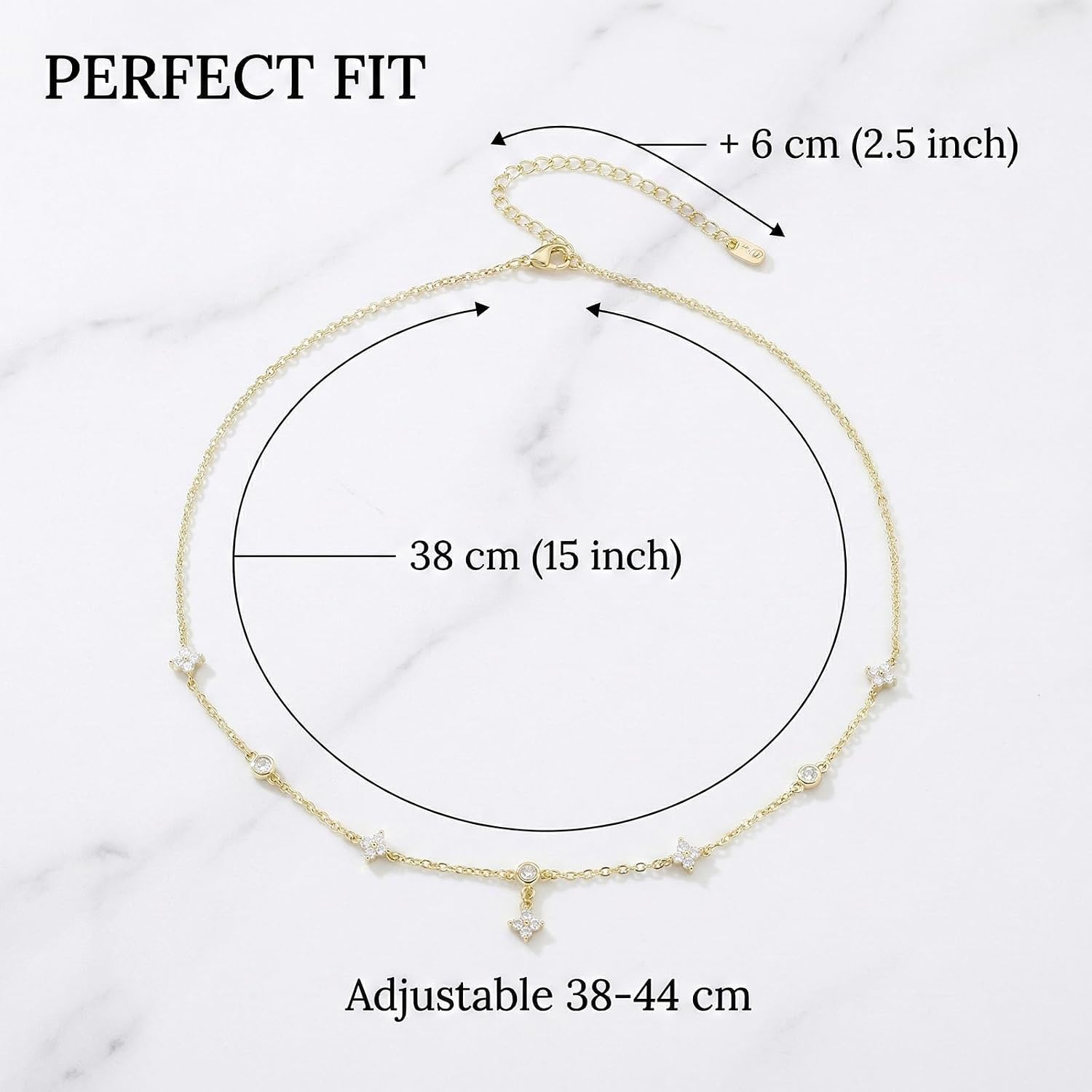 Women's Gold Necklace, Ladies' Jewellery Chain, 14 Carat Gold-Plated Necklace with Four-Leaf Clover Pendant, New Fashionable and Exquisite Chain (2026) Necklace, Good Luck Charm, image 2