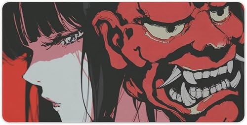 Miniatura 26 de Alfombrilla de mouse grande para videojuegos, samurái, anime, niña, genial, retro, japonesa, alfombrilla de escritorio grande, teclado extendido,