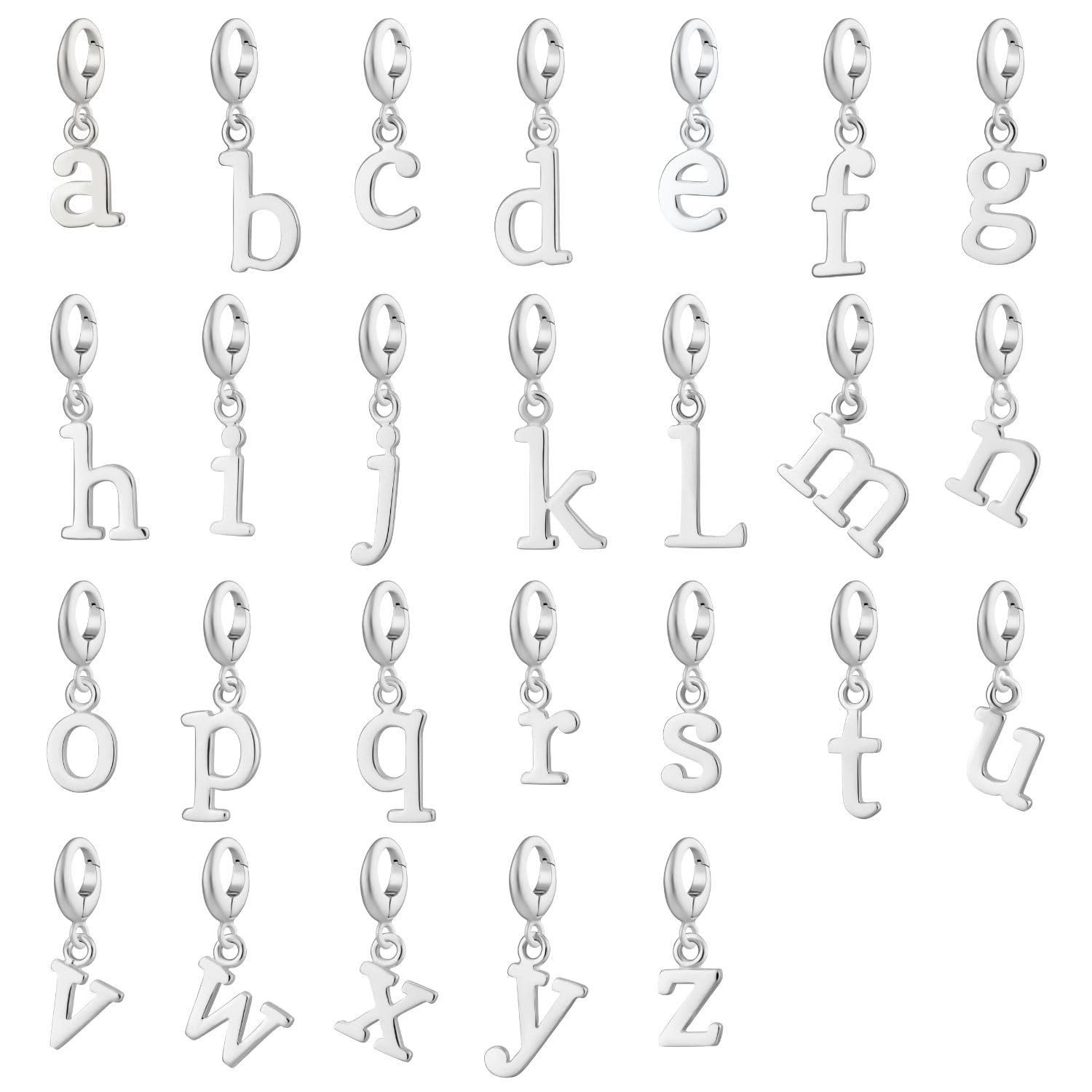 Lily Charmed - Pulsera de plata de ley 925 con dije inicial de 20 cm, pulsera ajustable en minúsculas del alfabeto A-Z, 8 inch, Metal