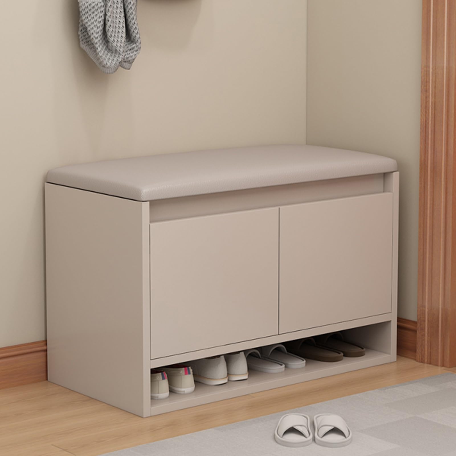 Banc porte-chaussures pour éliminer le désordre dans l'entrée avec meuble en bois