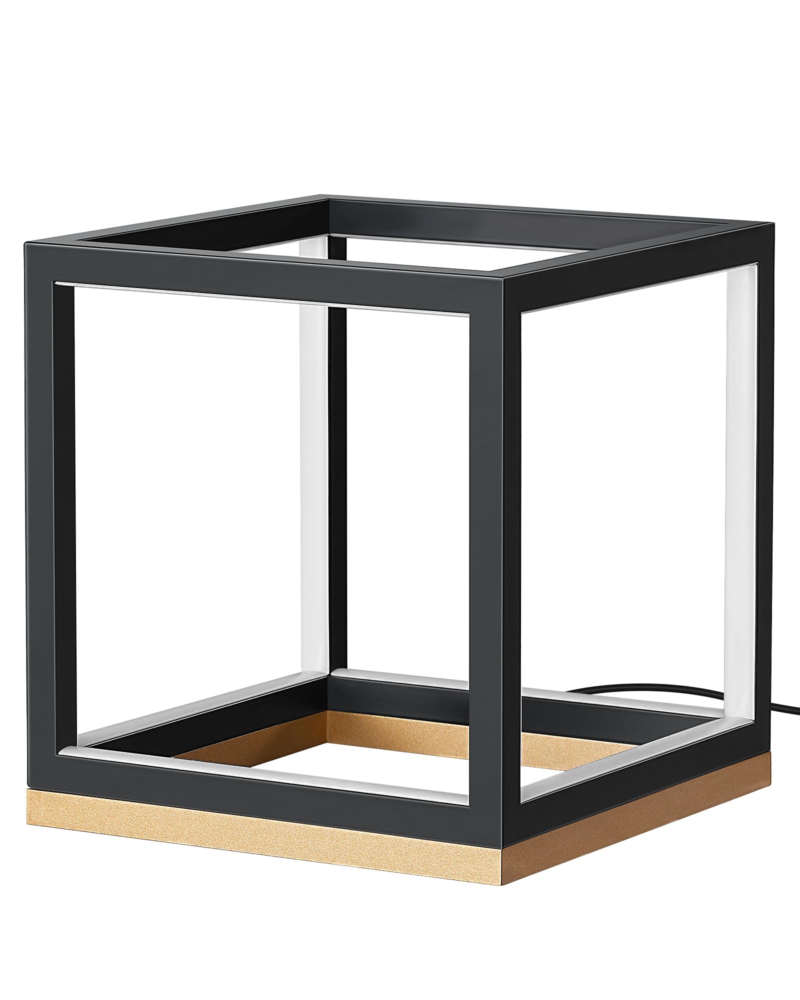 Lámpara de mesa LED moderna, lámpara de noche minimalista con base de madera maciza, regulable de 3 vías, 3000 K/4500 K/6000 K, 470 LM, lámpara de mesita de noche geométrica cuadrada de oro 8