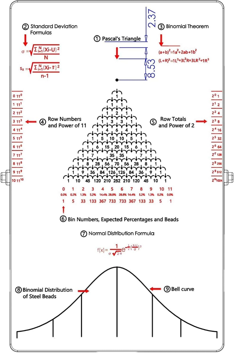Desk Galton Board, Physical Experiment Model Galton Board, with Bell Curve, Effective Statistical Law Demonstration, for Physics and Education