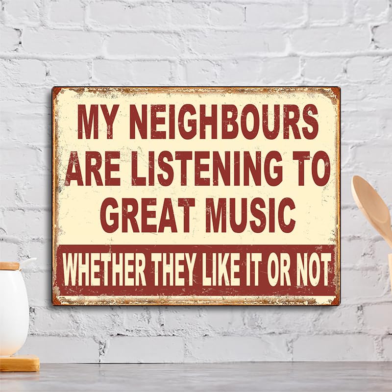 My Neighbours Listen To Great Music Theme Retro style metal tin sign/plaque (10" x 8"), Mixed - Image 4