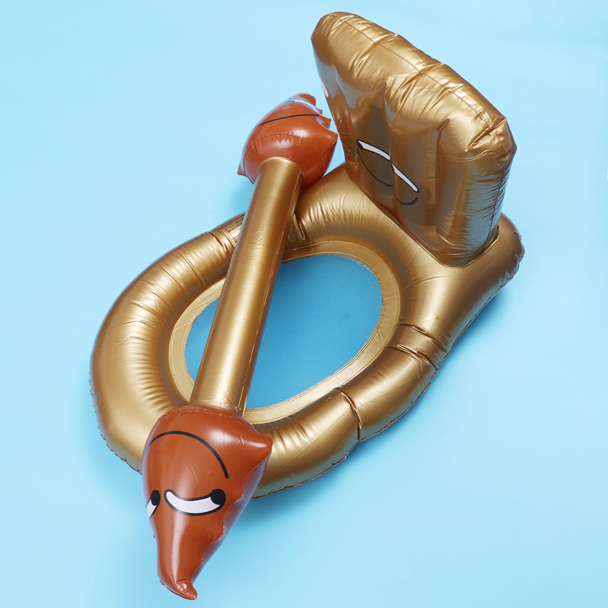 Aufblasbarer Schwimmring in Toilettenform aus PVC, Goldfarben