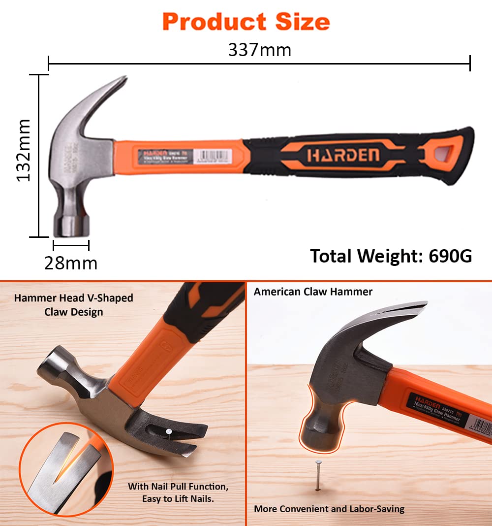 Harden Claw Hammer - Fiberglass Handle -3