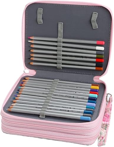 Miniatura 3 de Lbxgap Organizador de lápices de rosas, estuche de 72 ranuras con cremallera para bolígrafos de acuarela, marcadores y más