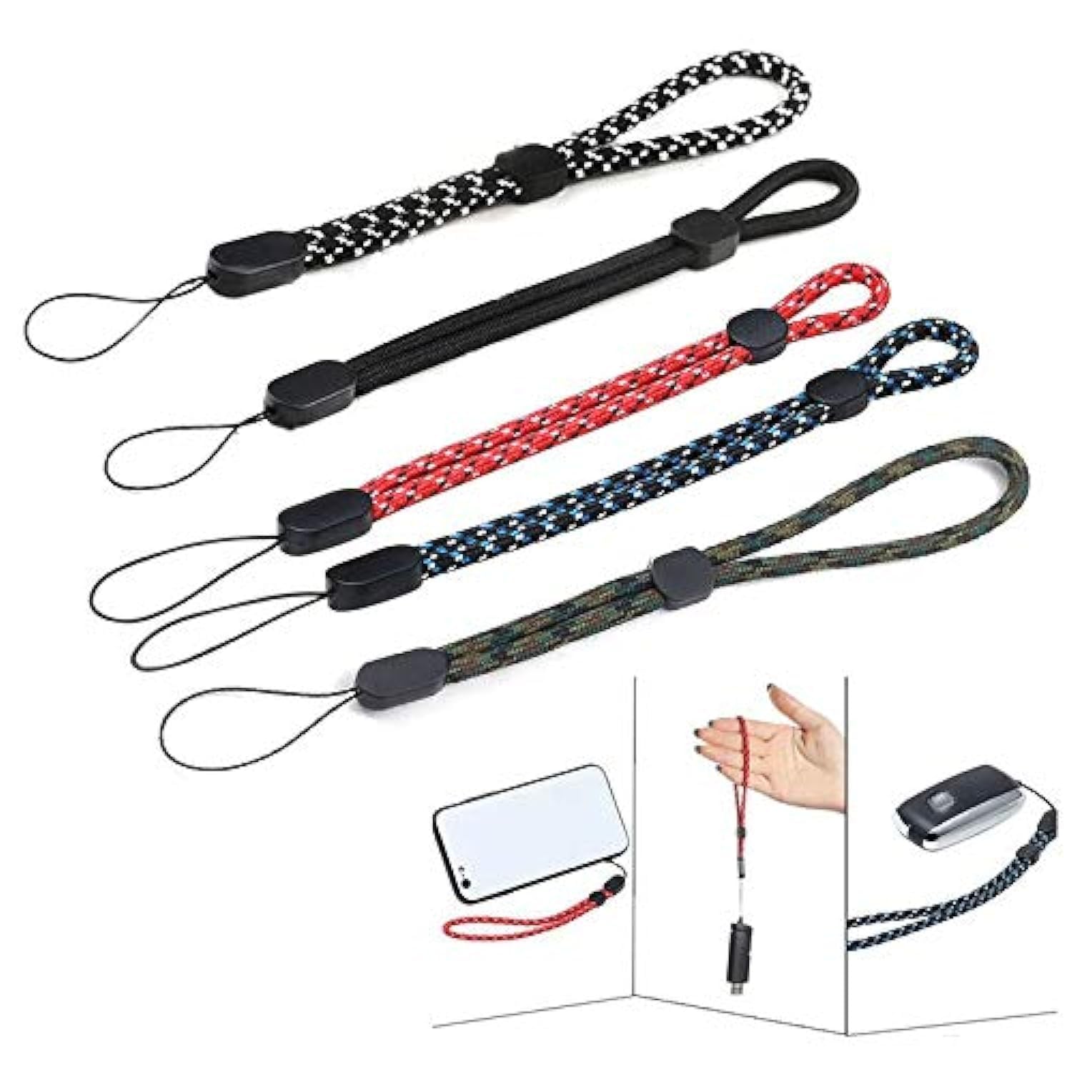 SOLDOUT 5 PCS Adjustable Wrist Strap Hand Lanyard for Mobile Accessories DSLR Action Camera USB Flash Drives Keys ID Card (Random Colors, Pack of 5 Assorted)