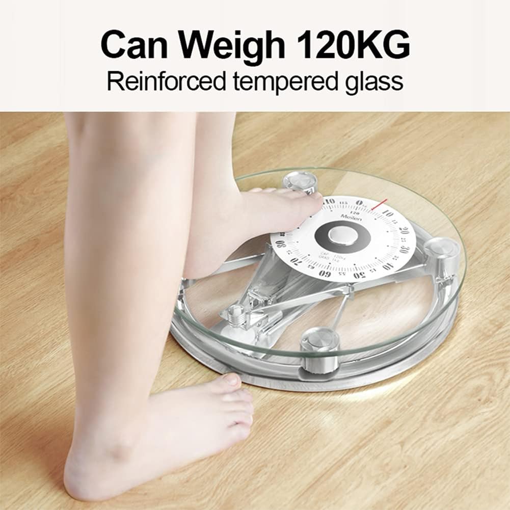 Báscula mecánica de baño con esfera grande y vidrio templado, fácil de leer para uso doméstico y gimnasio
