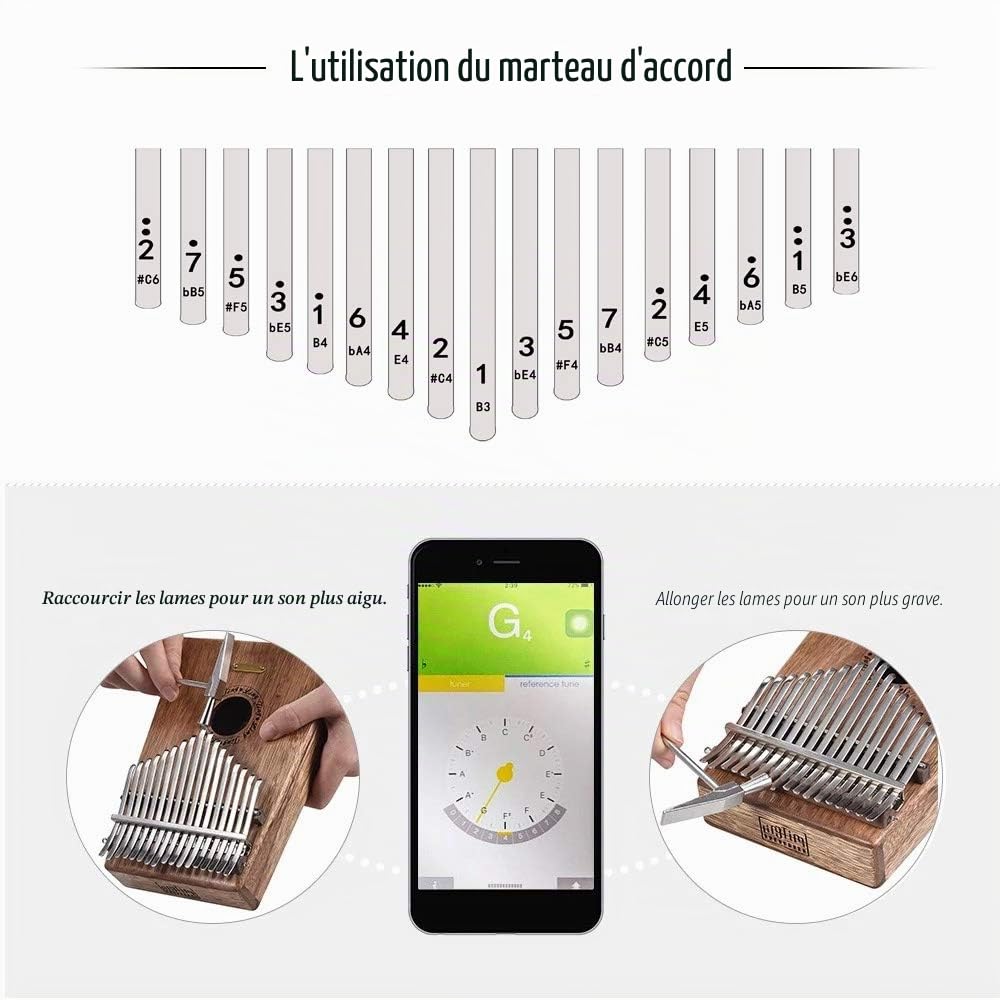Kalimba 17 Clés Professionnel LT-K17P (Sea Whisperer) - Piano à Pouces en Bois de Mer, Cadeau pour Enfants/Adultes Débutants avec Étui
