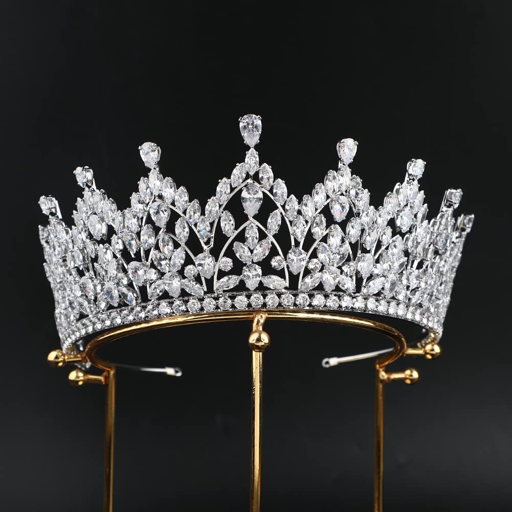 QXMYOO Lussuoso diadema da sposa grande per matrimonio livello 5A Zirconia cubica dolce 16 Quinceanera CZ concorso principessa regina corone sposa copricapo accessori per capelli HB076