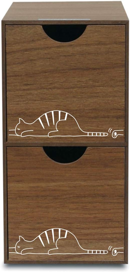 Tatsukraft Shippo Storage Box, Small, 2 Tiers, BW, Brown, Boxed, Bosk Storage Case, Small Items, Drawers, Accessories, Slim, Stylish, Wood, Cat, Cat Goods, Popular, Cute, Documents, Portable, Accessories, Tabletop, Small Storage, Small Items, Storage Box, Box, Stationery, Case, Office Storage Box, Woodgrain, Interior, Miscellaneous Goods, Made in Japan, Tatsuke Made in Japan