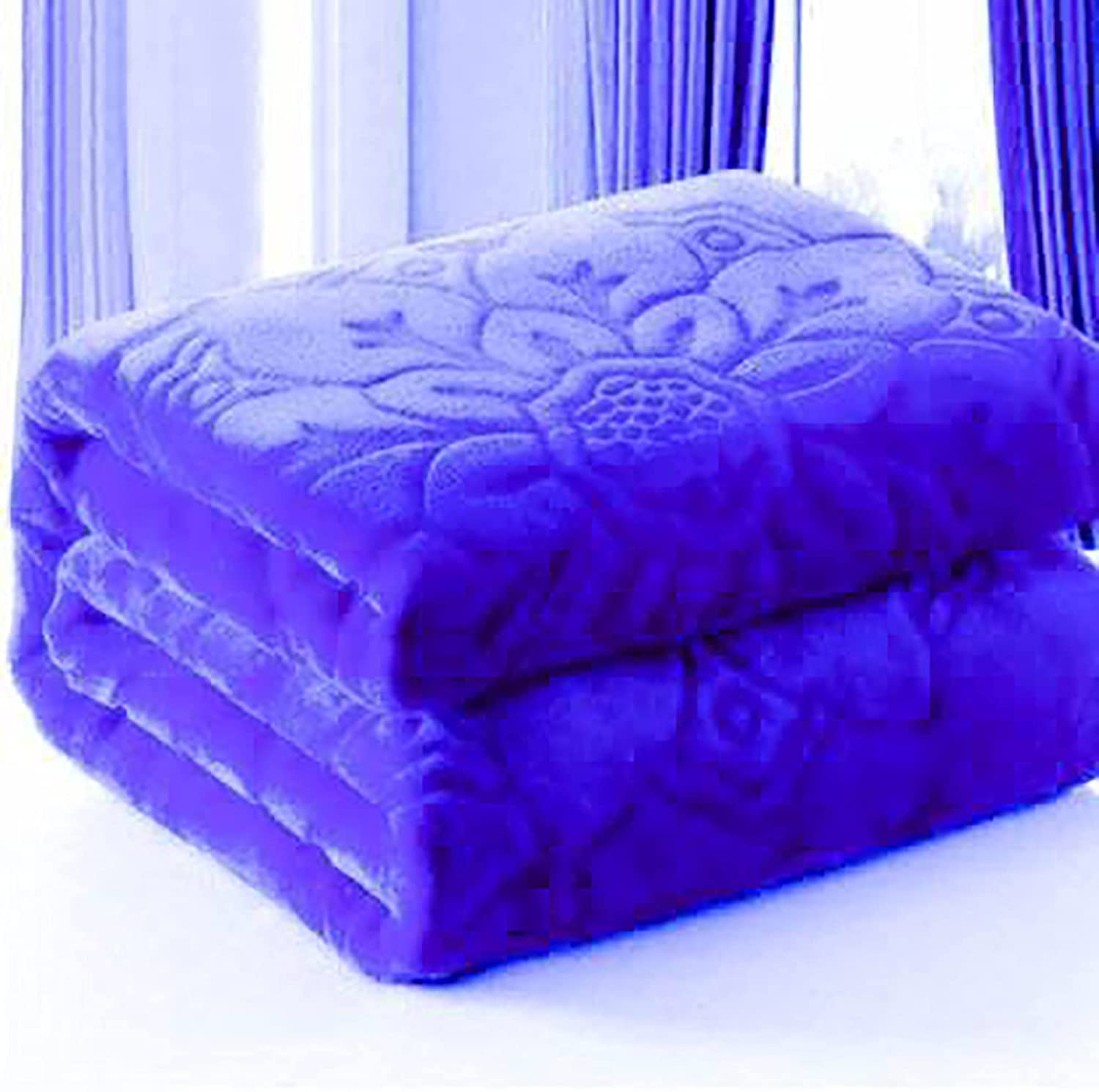 MIRAVU Velvet Floral Embossed Skin Friendly, Lightweight, Fade Resistant, Breathable Super Soft Winter Heavy Double Bed Mink Blanket (Navy Blue, 90x90 Inch)| TC - 500 (B0BFLHL5PN) Amazon Price History, Amazon Price Tracker