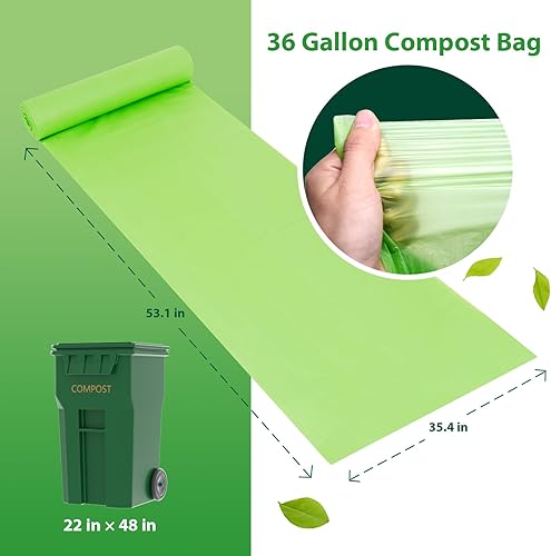 Miniatura 9 de Bolsas de basura compostables, pequeñas bolsas de basura, 2.6 galones, súper gruesas 0.72 mils, 270 unidades, bolsas de composta para residuos de