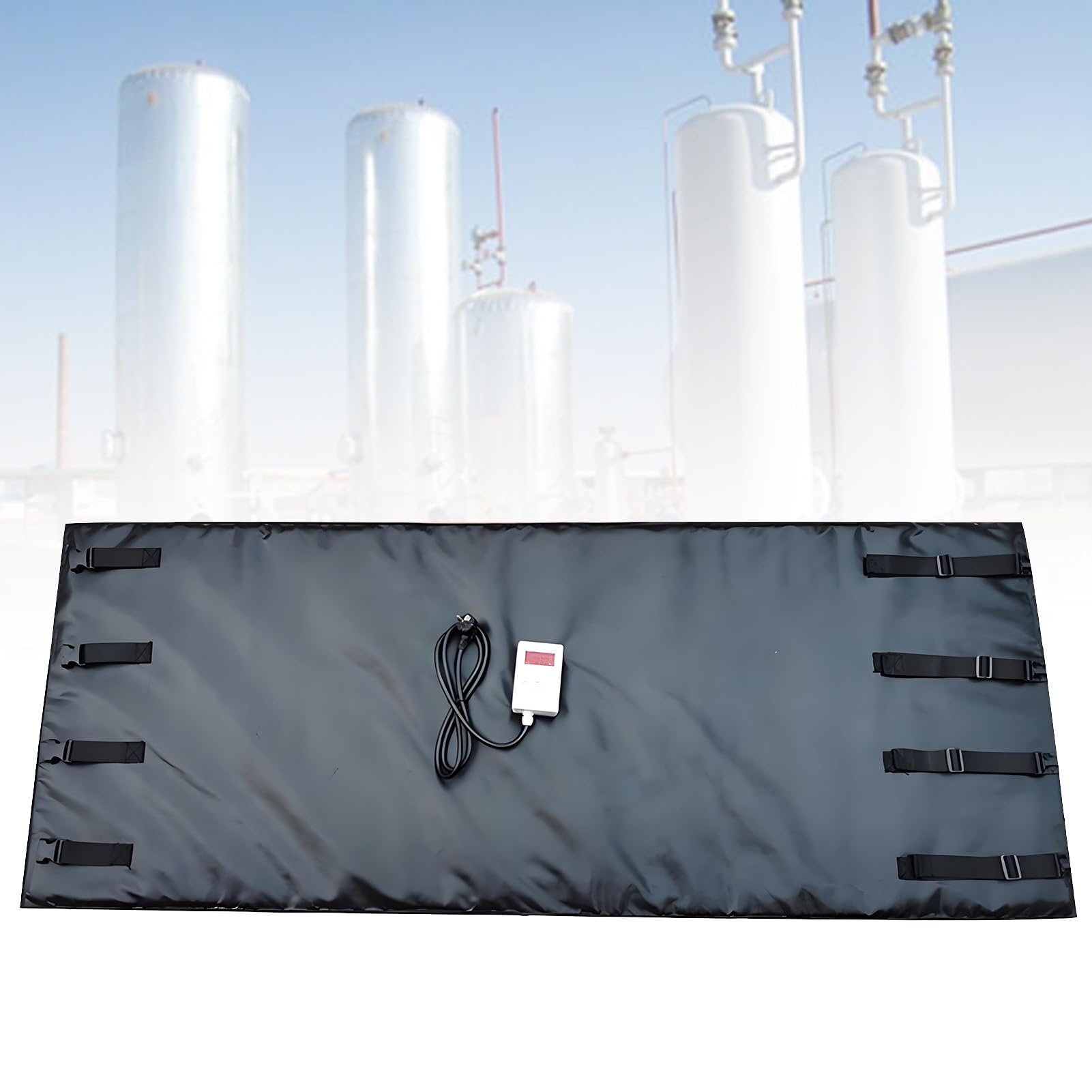 Mata grzewcza do beczek i zbiorników IBC, elektryczny system grzewczy, wodoodporna izolacja, szybkie nagrzewanie, do plastikowych zbiorników IBC Black-1000L