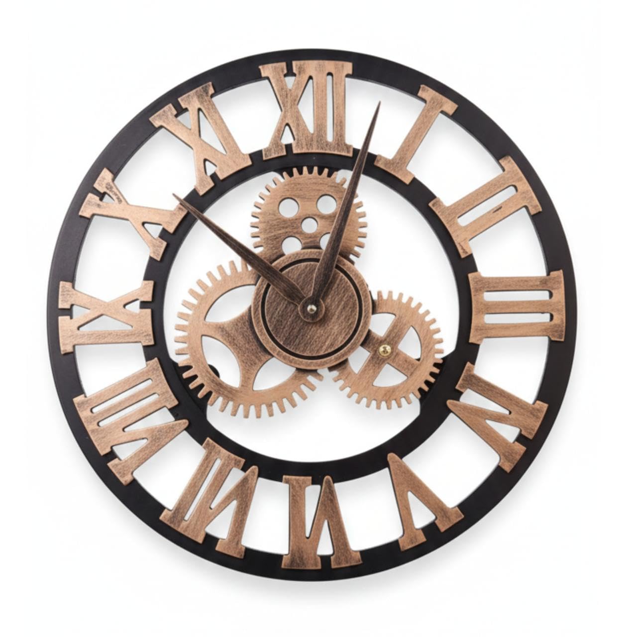 Wize Products 3D Vintage Wall Clock, Handmade Roman Numeral Wall Watches Industrial Gear European Retro Clocks Creative Art Decoration for Living Room, Restaurant, Office, Bar, Kitchen 40cm