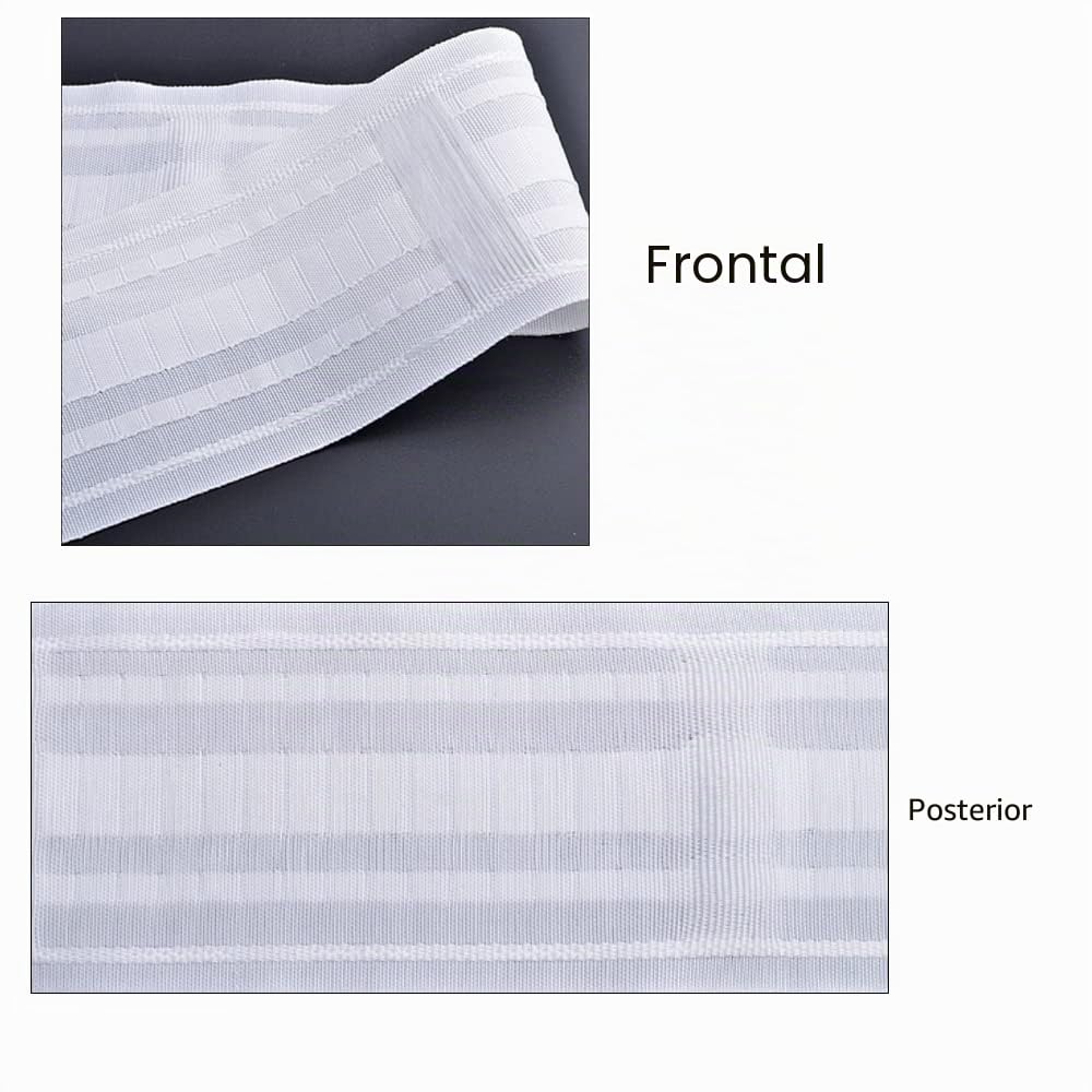 WANYIG Cinta de Cortina para Coser, 85 mm, Universal, Fruncida, Cinta Fruncidora Universal, Cinta Plisada con Trabillas (20 m), Polipropileno, Todas las Ocasiones
