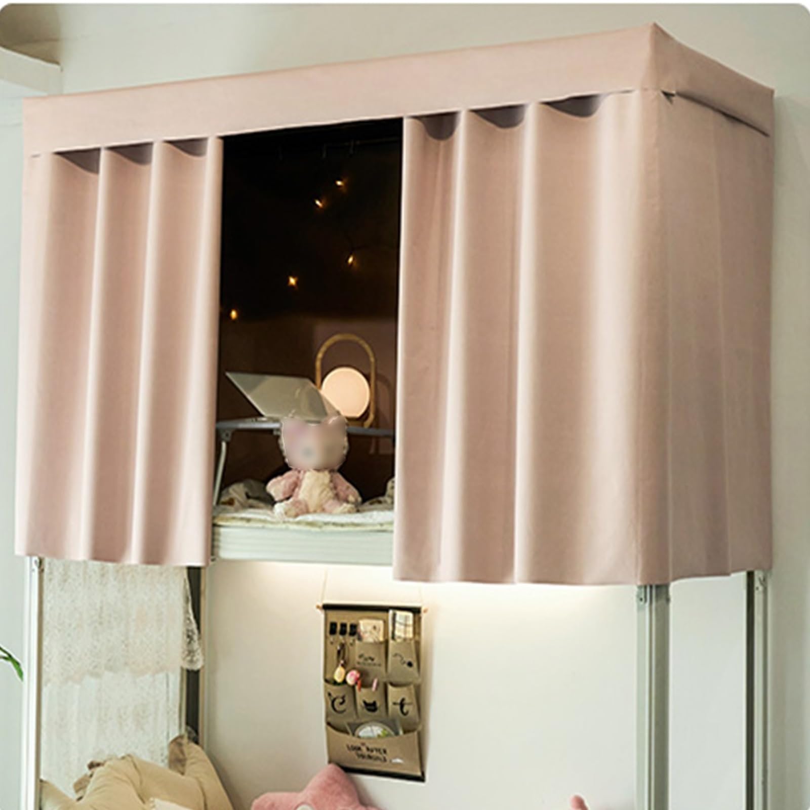 LVYUDS Blackout Bunk Bed Tent 3-Layer Fabric Bunk Bed Curtains Universal for Offices Dust-Proof Loft Bed Curtains Soundproof for Naps(Curtain*3,1.5M_PINK A)