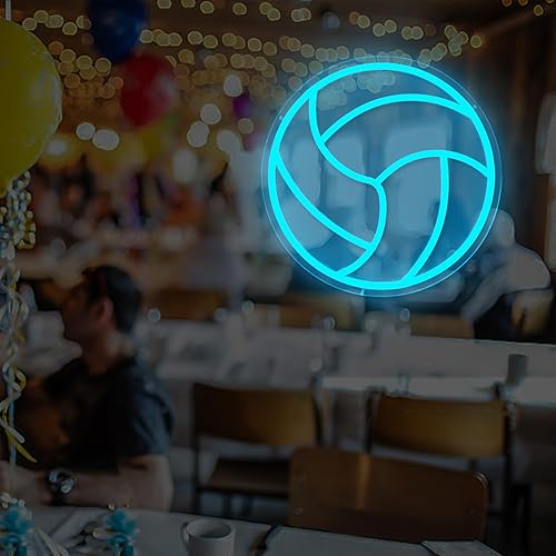 Miniatura 7 de Letrero de neón de voleibol para decoración de pared, regulable, para dormitorio, letrero de neón con luces LED para fiesta de cumpleaños, hogar,