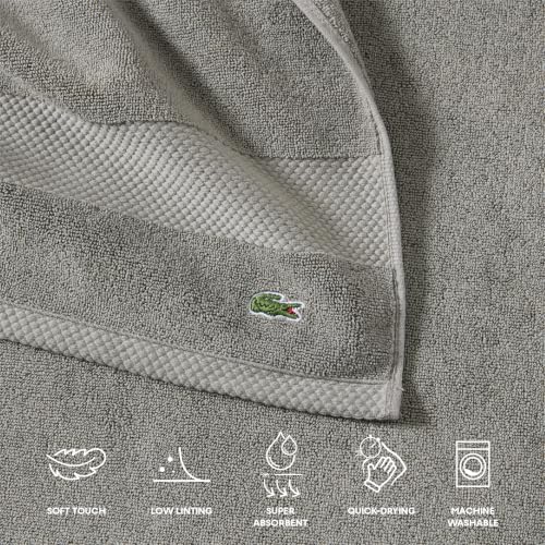 Lacoste Heritage Supima Cotton Bath Towel, Meteorite, 30" x 54", Highly Absorbent - image 3