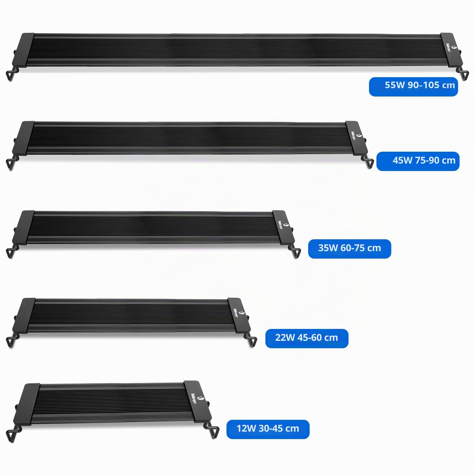 Iluminación de acuario, iluminación LED de espectro completo de acuario, 10 niveles de brillo ajustables, 22 W 24/7 modo de iluminación para cualquier clima, con soporte retráctil para acuarios de