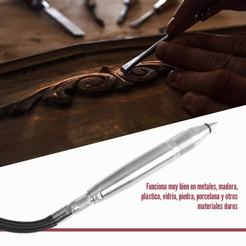 Jadeshay Grabado Pluma,3800RPM Kit de Herramientas de Grabado Neumática Aire Alta Velocidad Pluma Máquina Amoladora con Racor Neumático de 1/4” y Tubo Flexible para Pulido Grabado Rectificado Corte