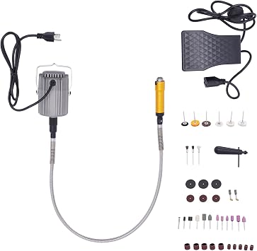 780W Rotary Tool Flex Shaft Hanging Grinder Carver Electric Multi-Function Metalworking Tools Repair Kit 25000RPM Metal Flexible Shaft Forward and Reverse Rotation with Foot Pedal Control