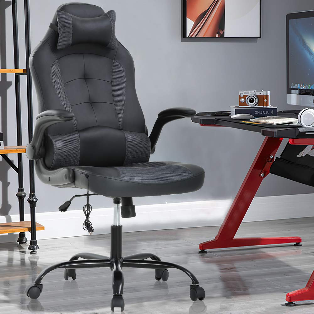 Massage Gaming Chair Ergonomic Office Chair High Back Desk Chair PU Leather Executive Chair with Lumbar Support Headrest Armrest PC Racing Computer