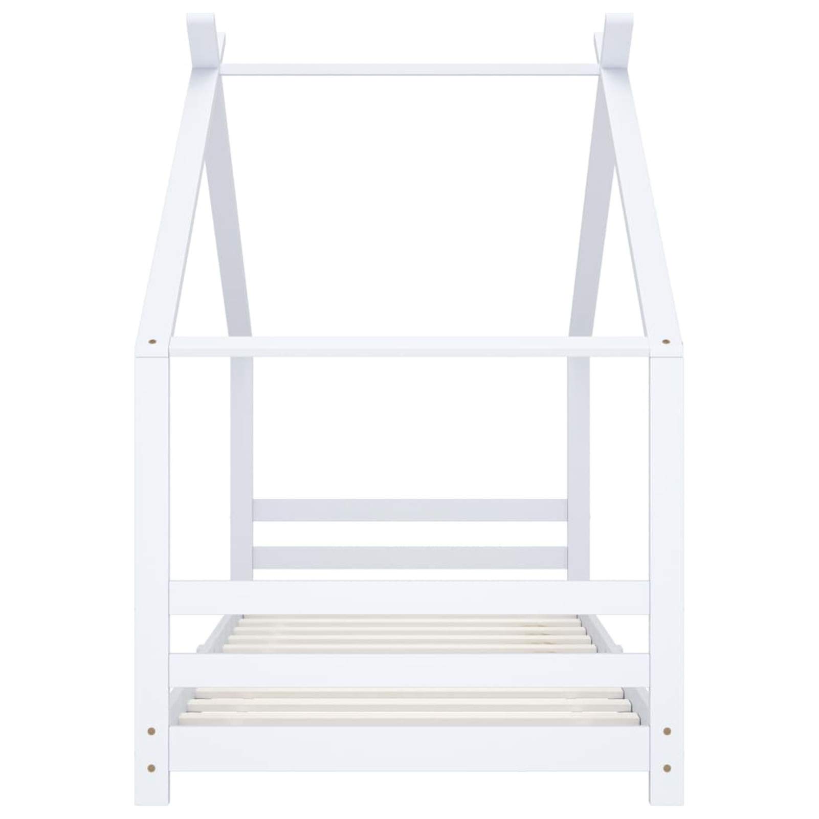 MOONAIRY Kinder-Bettgestell, Bett, Lattenrost, Bettrahmen, Jugendbett, Bed Frame, Weiß Massivholz Kiefer 90x200 cm