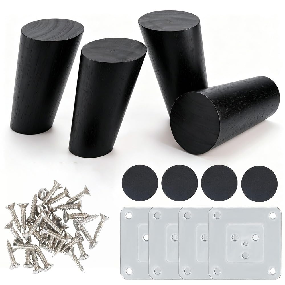 Evita muebles bajos e inestables con las patas de madera cónicas inclinadas de 12cm en negro