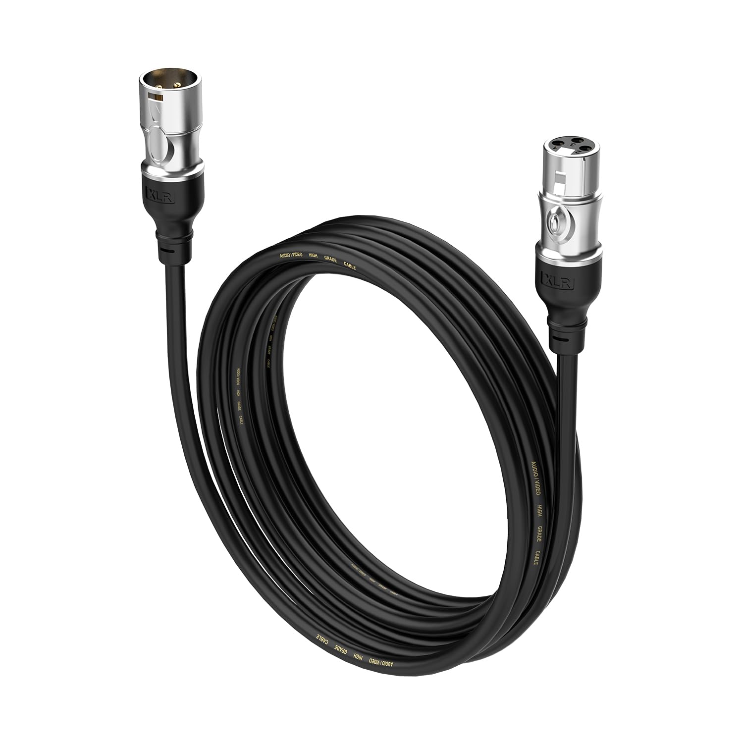 XLR 4,5 m Kabel, 4 Stück, Stecker auf Buchse, vergoldet, 3-polig, Mikrofonkabel für Aufnahmestudio, Lautsprecher, Heimpodecast, Aufnahmestudios