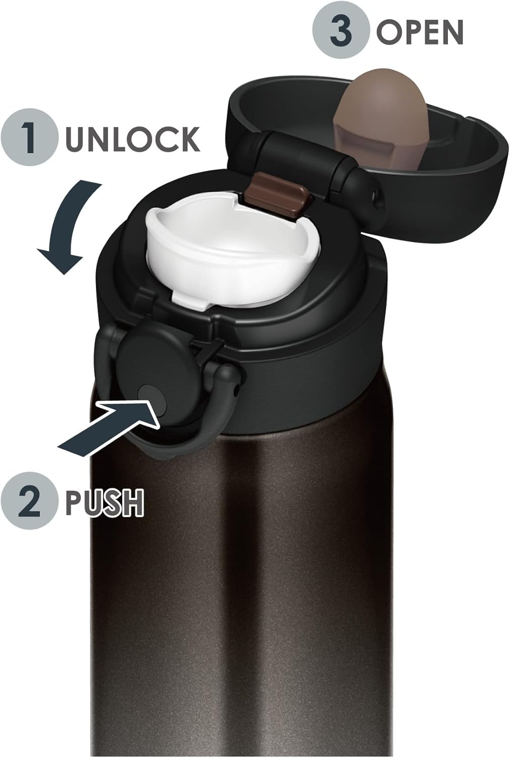 Thermos JNR-502LTD BK-G Vacuum Insulated Portable Mug, 16.9 fl oz (500 ml), Black Gradient, Easy to Clean, Lightweight Type, One-touch Opening, Stainless Steel Bottle, Hot and Cold Retention