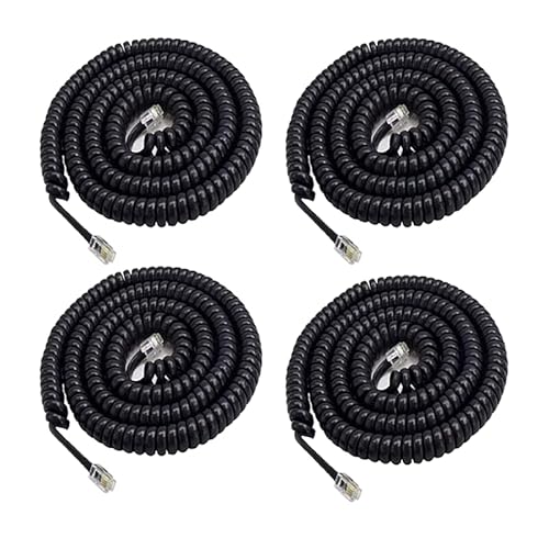 ERHUO 4PCS 2.5m Telefono Cavo Cavo Linea Filo 4P4C A spirale Lunghezza 0,45 a 2,5 m Srotolato Telefono Fisso Telefono Portatile Cavo Cavo RJ9/RJ10/RJ22