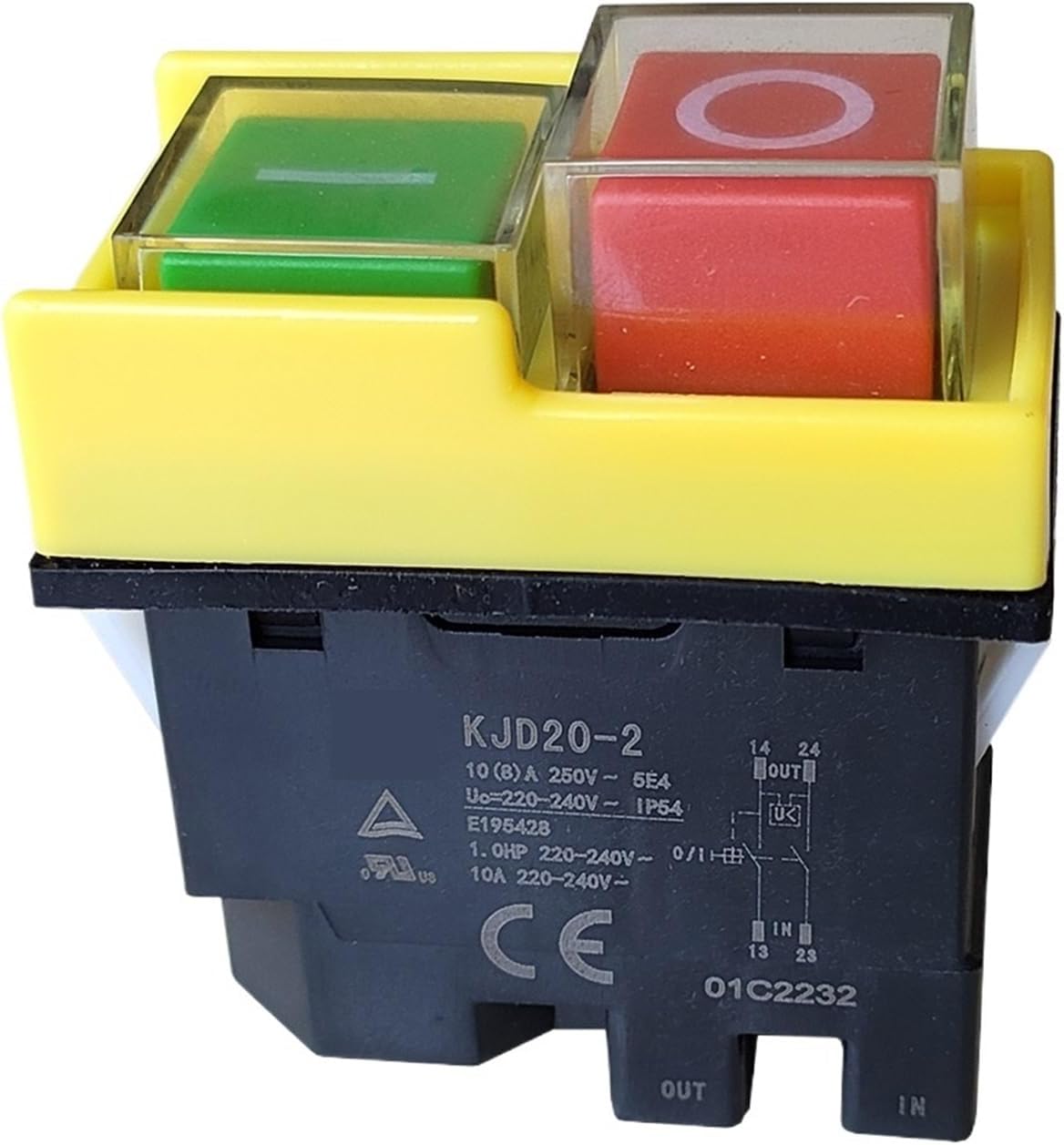 Waterproof Push Button Switch with Power-Cut and Under Voltage Protection 10 A AC120V/250V KJD20-2