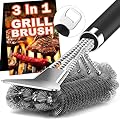 TNTOR Grill Brush with Scraper, 18" Adjustable Handle with Bottle Opener BBQ Grill Brush for Outdoor Grill/Smoker/Gas and Charcoal Grill Cleaning