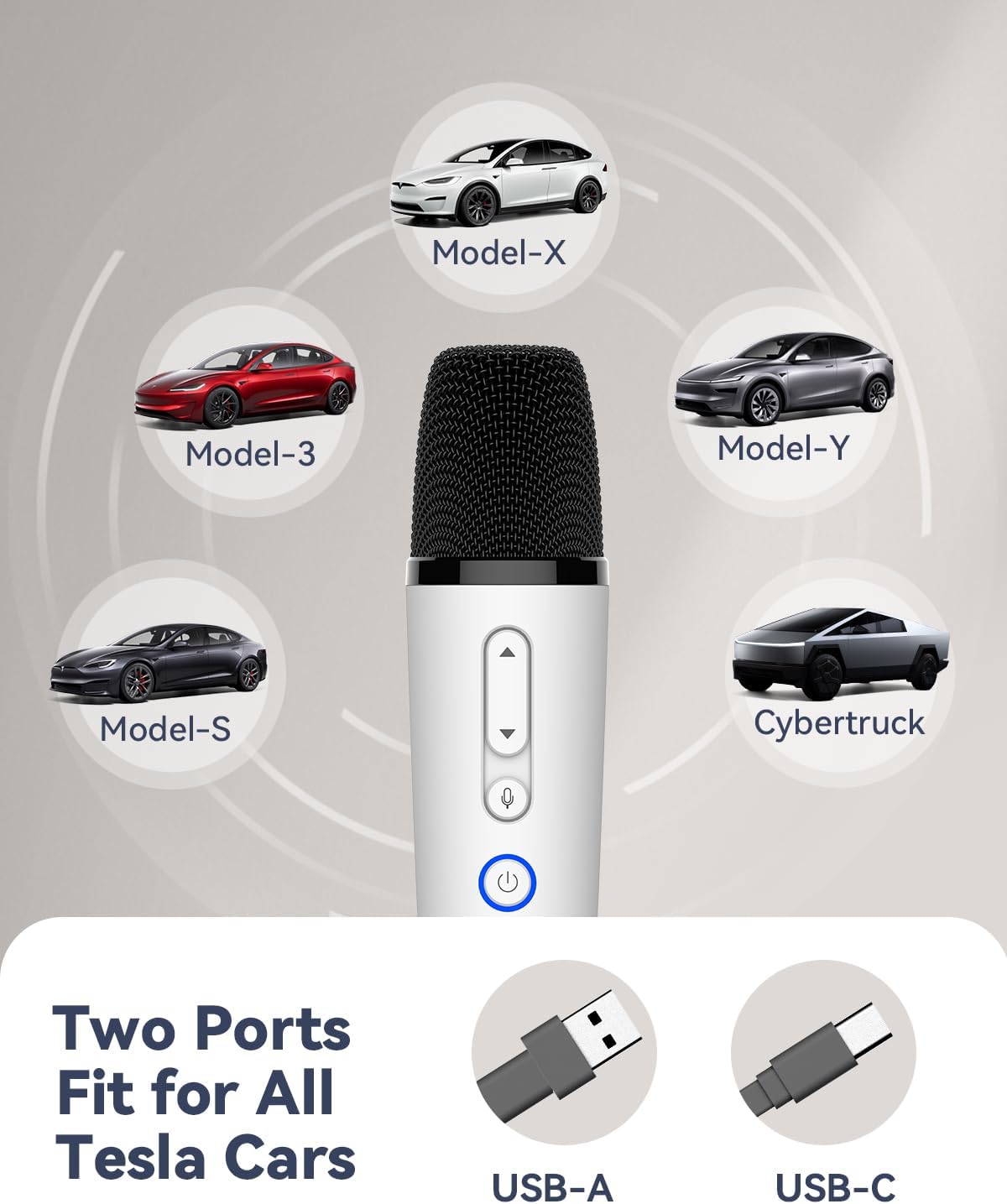 LvDonic Karaoke Microphone for Tesla Model Y/3/S/X, Car Karaoke Microphone with USB-A & USB C Connector Receiver for Tesla Cars, CaraokeMic for Tesla Works for All App, 2 Mics - Image 3