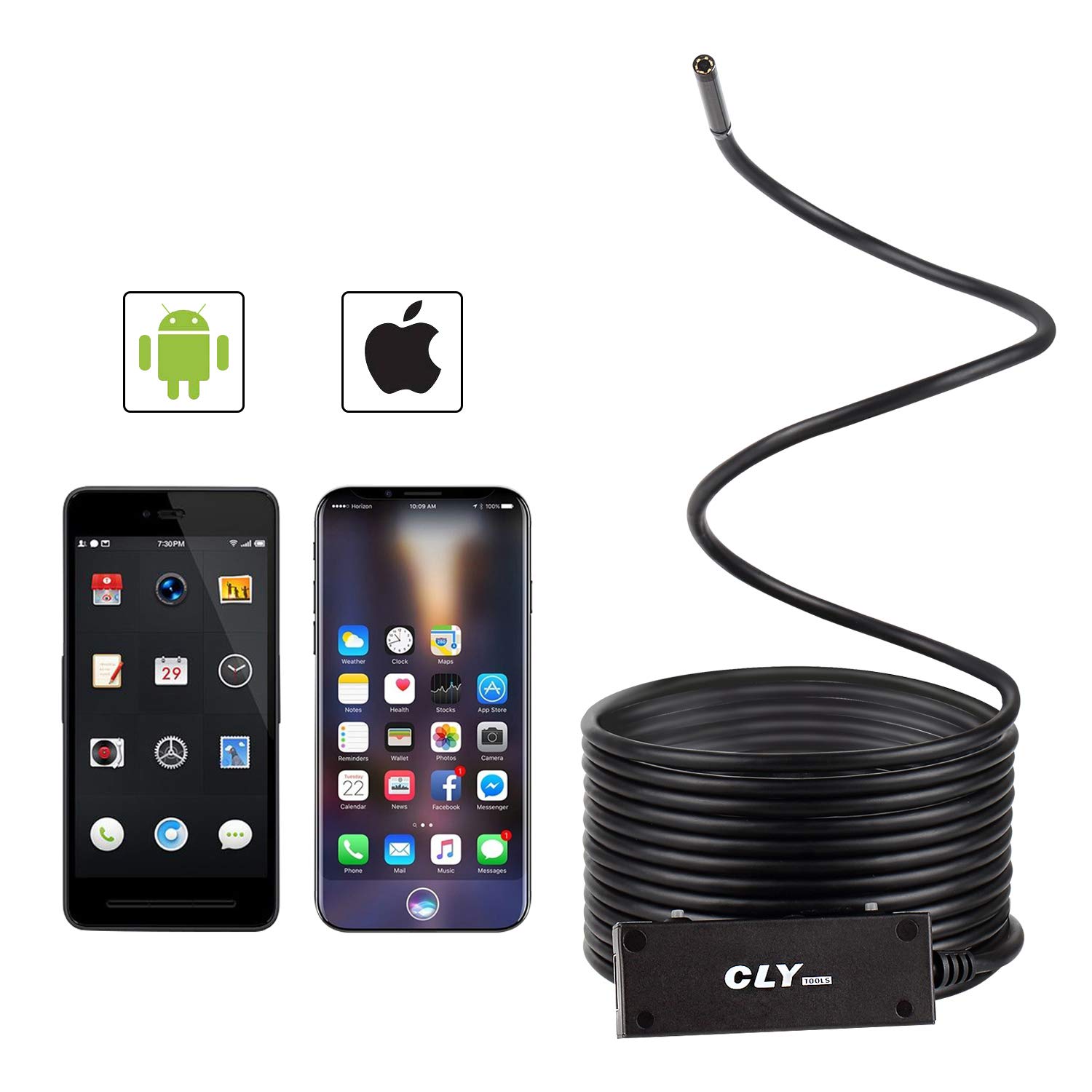 USB Endoscope Borescope Inspection Camera 2.0 Megapixels CMOS HD IP67 Waterproof Snake Camera for Android and Iphone - 16.5ft