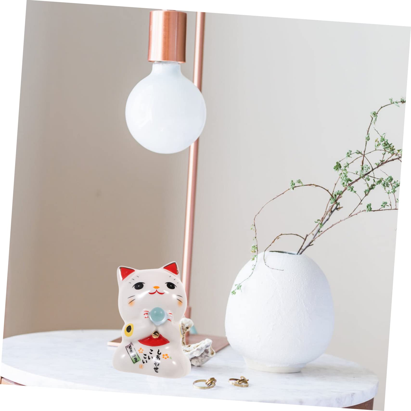 TOPBATHY 7 Pièces Chat Chanceux Statue Porte- Chat Maneki Neko Déoration Feng Shui Chinois Décor à La Maison Figurine De Feng Shui Décor Asiatique Mini Céramique Blanche