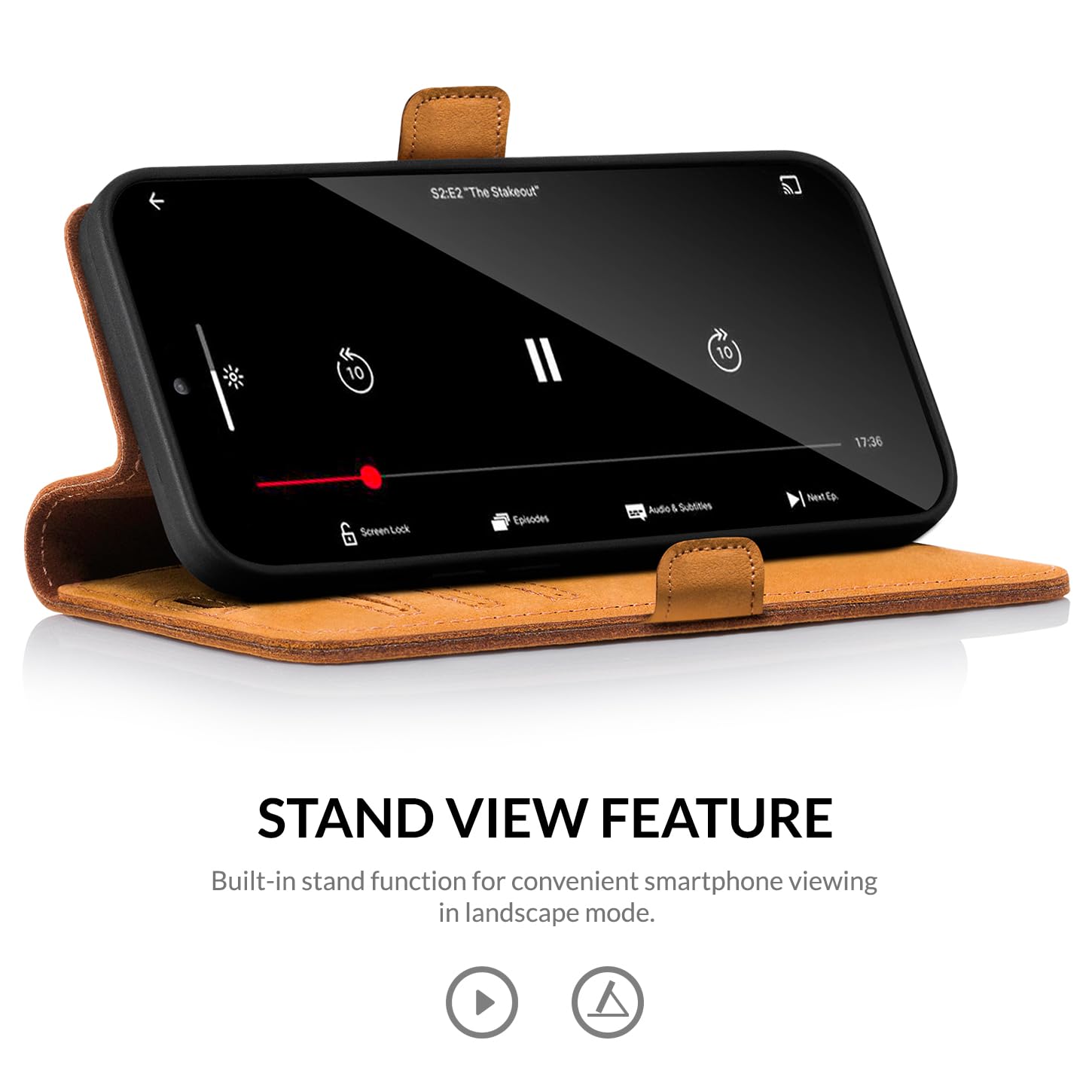 SURAZO Premium cienkie magnetyczne etui na telefon komórkowy Samsung Galaxy S24 Plus – składane etui ochronne z prawdziwej skóry [przegródka na karty, ochrona RFID, Keyring] etui z klapką z klapką,