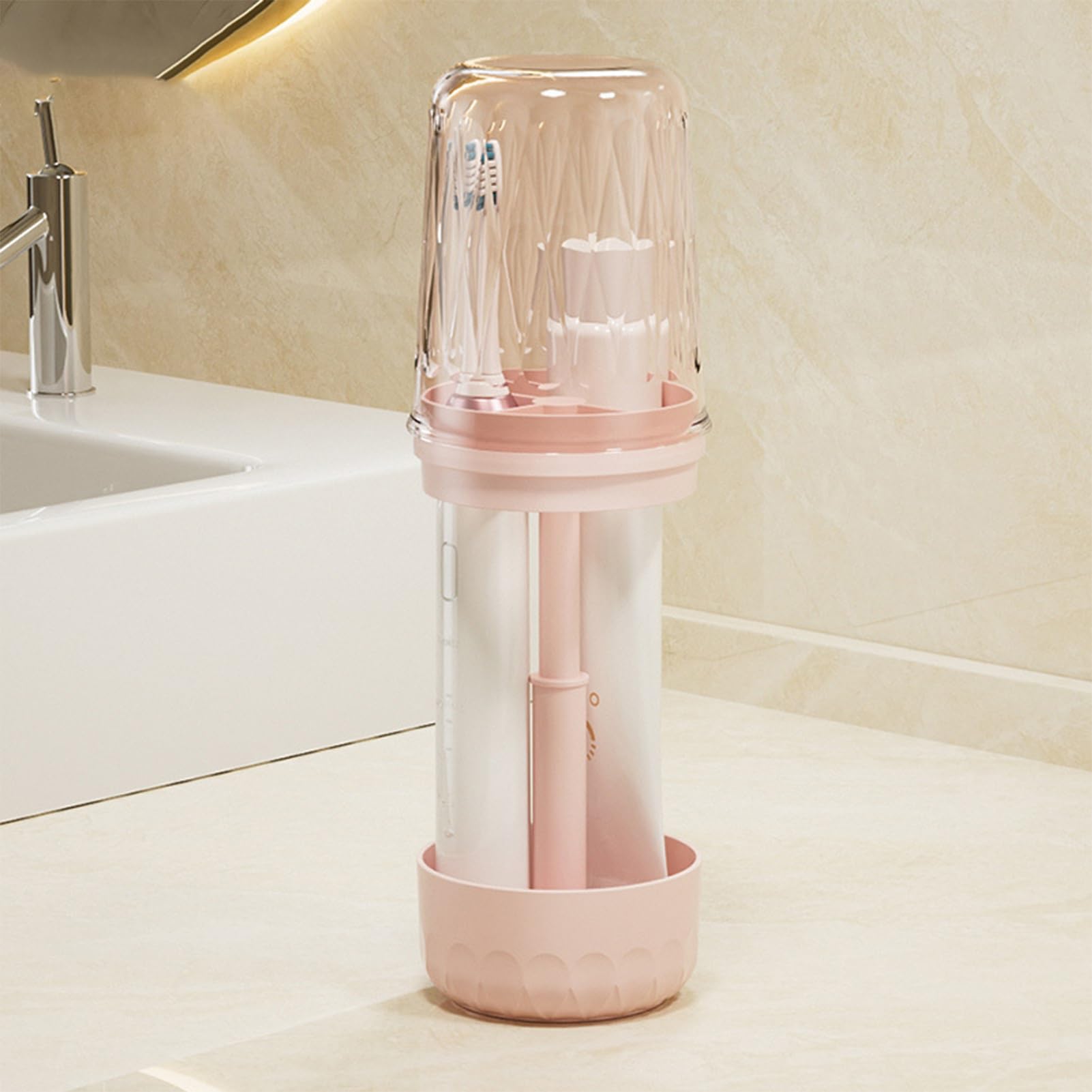 Estuche de Viaje para Cepillo de Dientes A Prueba de Polvo y Gran Capacidad | Soporte para cepillo eléctrico para encimera de baño para Hogar, Vacaciones, Familia, Estudiantes,