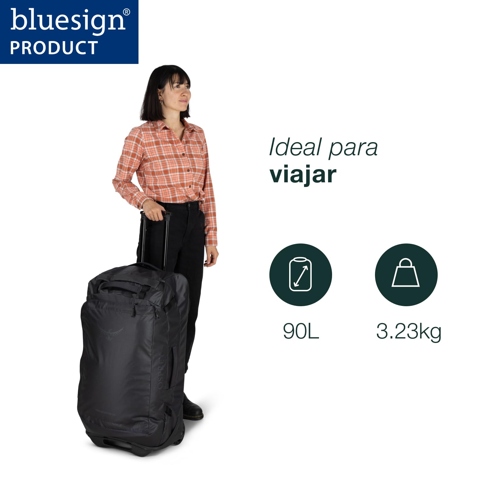 Osprey Transporter Serie de Viaje - Tecnología Nanotough - Tejido Ligero y Resistente - Nylon de Alta tenacidad - Duffel - Equipaje con Ruedas - Roll Top Pack