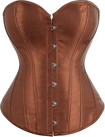 Moessa Womens Satin Corsets Top Lace Up Boned Overbust Corset bustier Lingerie Body Shaper Bustier