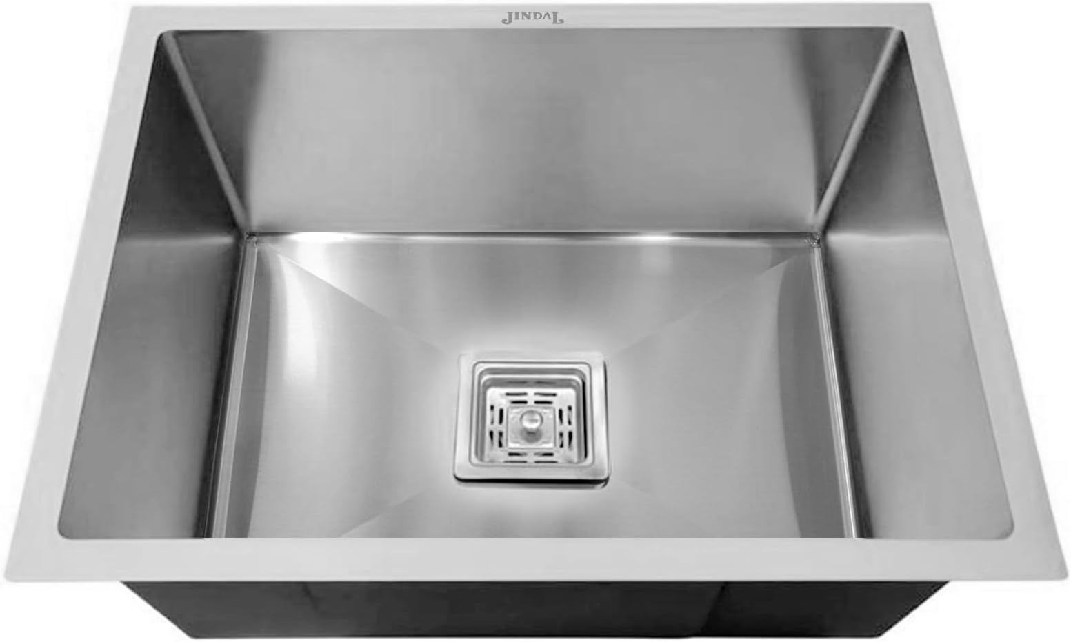 JINDAL Handmade Single Bowl Stainless Steel 24x18x10 Inch Kitchen Sink | Sink Basket | Coupling | Waste Pipe/Sink With Matte Finish | SS Kitchen Sink | Pack Of 1 |0214 | 7 Year Manufacturer Warranty