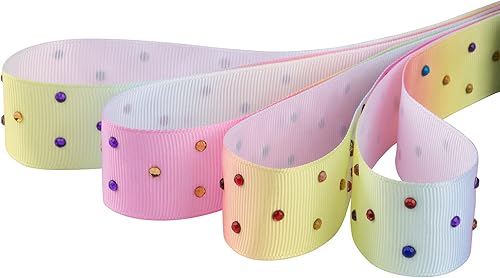 Miniatura 3 de Joycrosso Cintas de grogrén de piedra con purpurina de 1 pulgada de ancho, juego de rollos de 25 yardas para envolver regalos, lazo para el pelo,