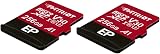 Patriot Memory 256GB A1 / V30 Carte mémoire pour téléphones et tablettes Android, Enregistrement vidéo 4K - Pack de 2 - 2